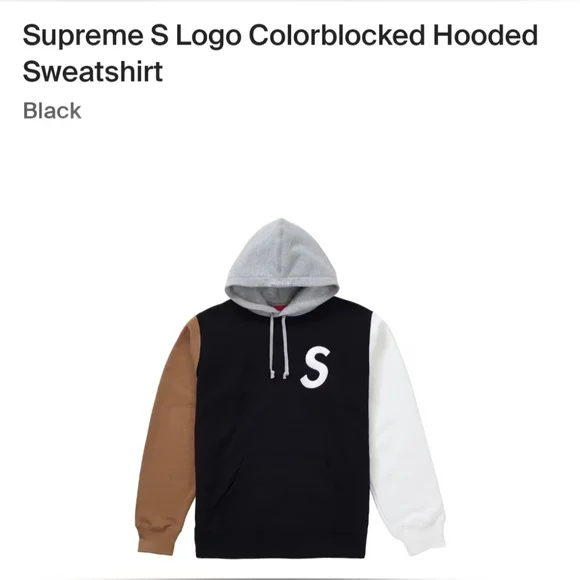 Size xl Supreme S Logo Colorblocked Hooded Sweatshirt'Black'